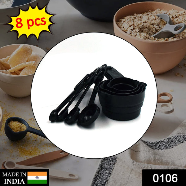 106 Plastic Measuring Cups and Spoons (8 Pcs, Black) Sajal Enterprise