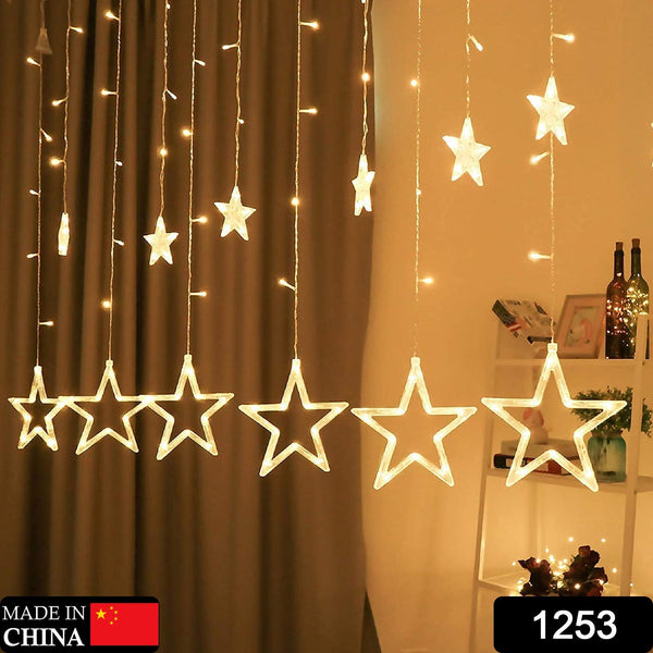 1253 12 Stars Curtain String Lights, Window Curtain Lights with 8 Flashing Modes Decoration for Festivals-11