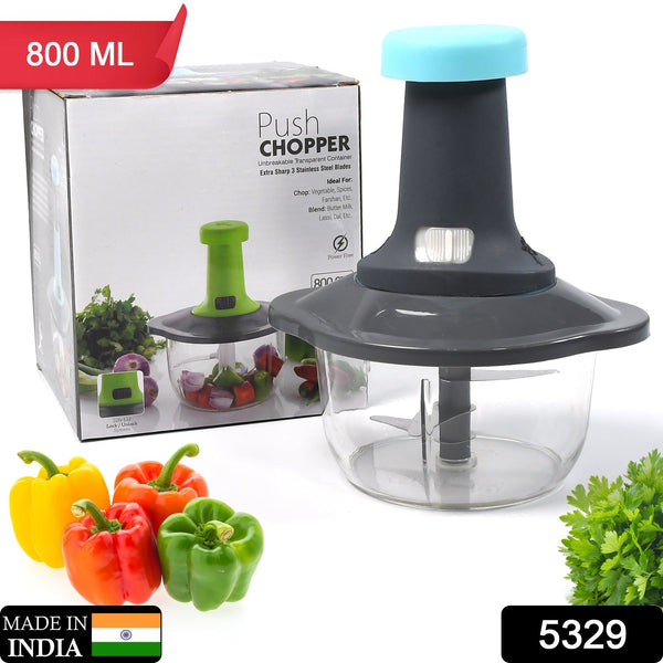 5329  Push Chopper Manual Food Chopper and Hand Push Vegetable Chopper, Cutter, Mixer Set for Kitchen with 3 Stainless Steel Blade DeoDap