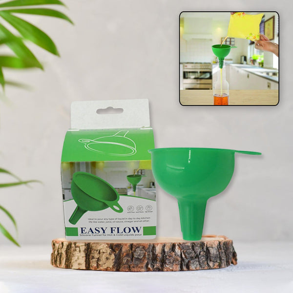 4237 Silicone Funnel For Pouring Oil, Sauce, Water, Juice And Small Food-GrainsFood Grade Silicone Funnel (1 Pc Green)