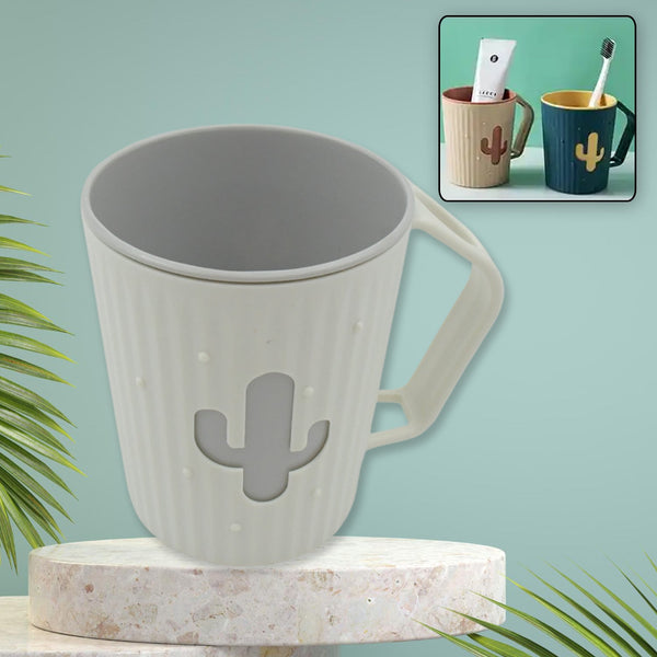 4291 Multi-Purpose Plastic Cactus Cup, Brushing Cup, Cactus Look Toothbrush And Toothpaste Holder Bathroom Cup Cartoon Bathroom Cup With Slot Handle Toothbrush Holder For Bathroom (1 Pc)