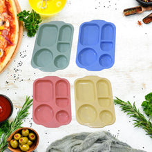 5963 Divided Plates, 5 Compartments 32 CM Split Plates, Shatterproof Separating Plates For Kids And Adults, Microwave and Dishwasher Tableware Set, Multi-Colour, Modern (4 Pc Set)