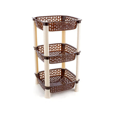 7141 Multi-Purpose 3tier Square Shape Kitchen Storage Basket Rack for Kitchen, Bedroom, Bathroom, Home, Pantry, Washing & Utility Area DeoDap