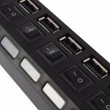 6994 USB Splitter Multi Port USB 2.0 Hub, 7 Port with Independent On/Off Switch and LED Indicators USB A Port Data Hub, Suitable for PC Computer Keyboard Laptop Mobile HDD, Flash Drive Camera Etc