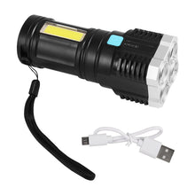 9370 Multifunctional Strong 4 LED Torch Light, Portable Rechargeable Flashlight Long Distance Beam Range 800 Lumens COB Light 4 Mode Emergency for Hiking, Walking, Camping (4 LED Torch)