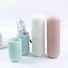 0308 Travel Toothbrush Holder, Portable Toothbrush Case for Traveling, Camping, Capsule Shape Travel Toothbrush Toothpaste Case Holder Portable Toothbrush Storage Plastic Toothbrush Holder With Rope and Brush