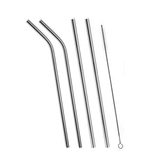 0579 Set of 4 Stainless Steel Straws & Brush (2 Straight straws, 2 Bent straws, 1 Brush)