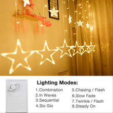 1278 12 STARS CURTAIN STRING LIGHTS, WINDOW CURTAIN LIGHTS WITH 8 FLASHING MODES DECORATION FOR FESTIVALS