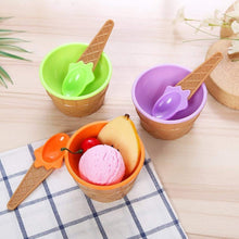 5322 Ice-Cream Waffle Spoon Bowel Cup Set | Premium ice Cream Set | Ice-Cream Bowel with Spoon | 6 units Couple Bowl Set | Color Box DeoDap