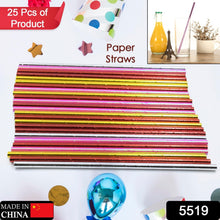 5519 Home Paper Straws Durable & Eco-Friendly Colorful - Drinking Straws & Party Decoration Supplies, Adorable Solid Color Food Grade Paper Straws for Birtay Wedding Baby Shower Celebration (25 Pcs Set)