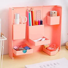 4385 Multi-Purpose Pen Holder, Foldable Magnetic Kawaii Desk Pen Holder Pencil Makeup Storage Box Desktop Organizer Stand Case School Office Stationery