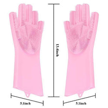 0714 Reusable Silicone Cleaning Brush Scrubber Gloves (Multicolor)