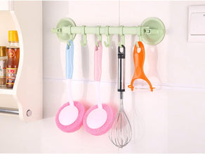 1655 Towel Bar, Towel Holder with Moveable Hooks, Utensil Hanger in Kitchen I Bathroom, No Drill Easy to Install Hanging Rack