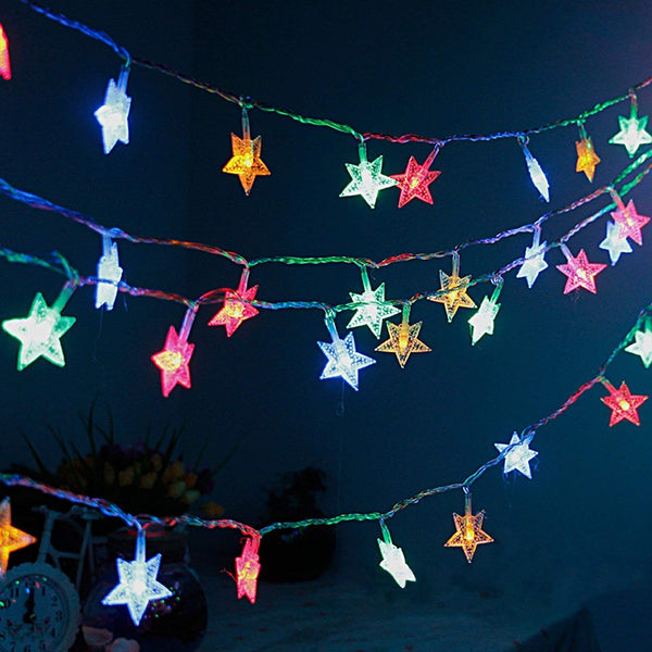 6603  28 LED / Star 3.9 Meter Star Shape Led Light Battery Operated with Flashing Modes for Home Decoration, Kids Room, Waterproof Diwali & Wedding LED Christmas Light Indoor and Outdoor Light ,Festival Decoration (Multicolor Battery Not Included 3.9Mtr)