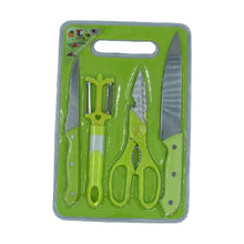 5508 Plastic Chopping Board with Knife Set and Scissor And Wine Stainless Steel And Plastic Kitchen item Multipurpose cutting vegetables