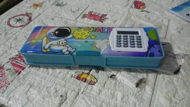 4257 Double Sided Magnetic Geometry Box, Pencil Box with Calculator for Boys Art Plastic Pencil Box  for Girls and Boys