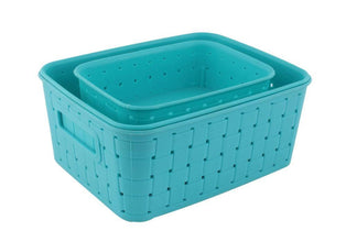 062 Smart Baskets for Storage(Set of 3) Sky Blue DeoDap