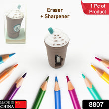 2In1 3D Cute Coffee Or Ice cream Shape sharpner Like Rotary Manual Pencil Sharpener for Kids  Ice Cream Style Office School Supplies, Back to School Gift for Students,Kids Educational Stationary kit, B'Day Return Gift