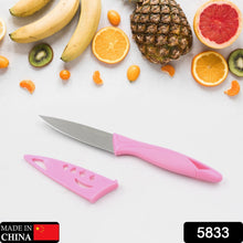 5833 Stainless Steel Fruit Knife, New Sharp and Durable Fruit Knife Small, Comfortable Non-slip Handle, with Protective Cover, Suitable for Most Types of Vegetables and Fruits(1 Pc)