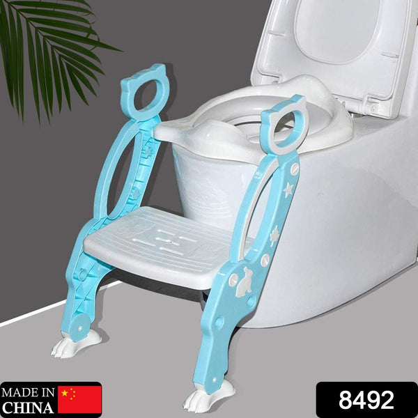 8492 2 In 1 Potty Training Toilet Seat with Step Stool Ladder for Boy and Girl Baby Toddler Kid Children’s Toilet Training Seat Chair with Soft Padded Seat and Sturdy Non-Slip Wide Step, Make Potty Easier For Your Kids (Multi-Color)