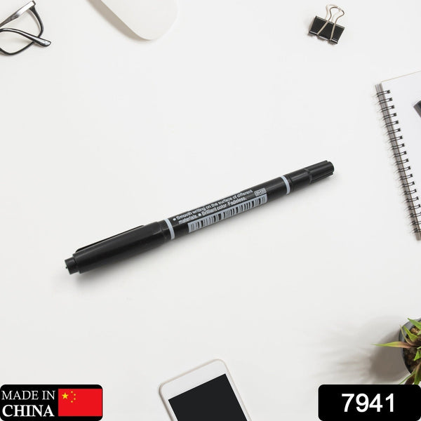 7941 2Sided pen & Marker Office Products School, Office Supplies Stationery Marker Pen, Double Marker Black Ink Waterproof Marking Pen for Students (1 Pc)