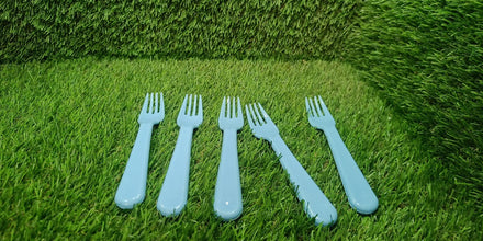 5895  Reusable Premium Heavy Weight Plastic Forks, Party Supplies, One Size, plastic 5pc Serving Fork Set for kitchen, Travel, Home (5pc)