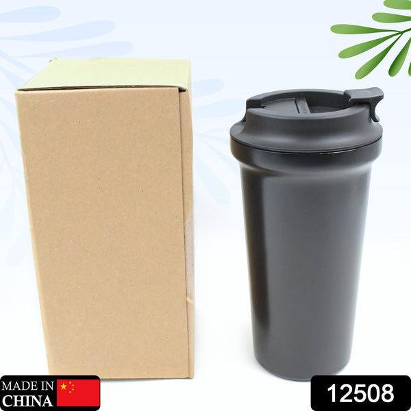 12508 Inside Stainless Steel & Outside Plastic Vacuum Insulated  Insulated Coffee Cups Double Walled Travel Mug, Car Coffee Mug with Leak Proof Lid Reusable Thermal Cup for Hot Cold Drinks Coffee, Tea (1 Pc)