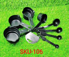 106 Plastic Measuring Cups and Spoons (8 Pcs, Black) Sajal Enterprise